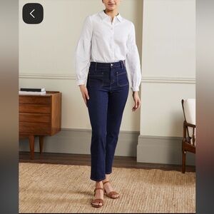 Boden Straight Blue Denim Jeans with flat front pockets, 8